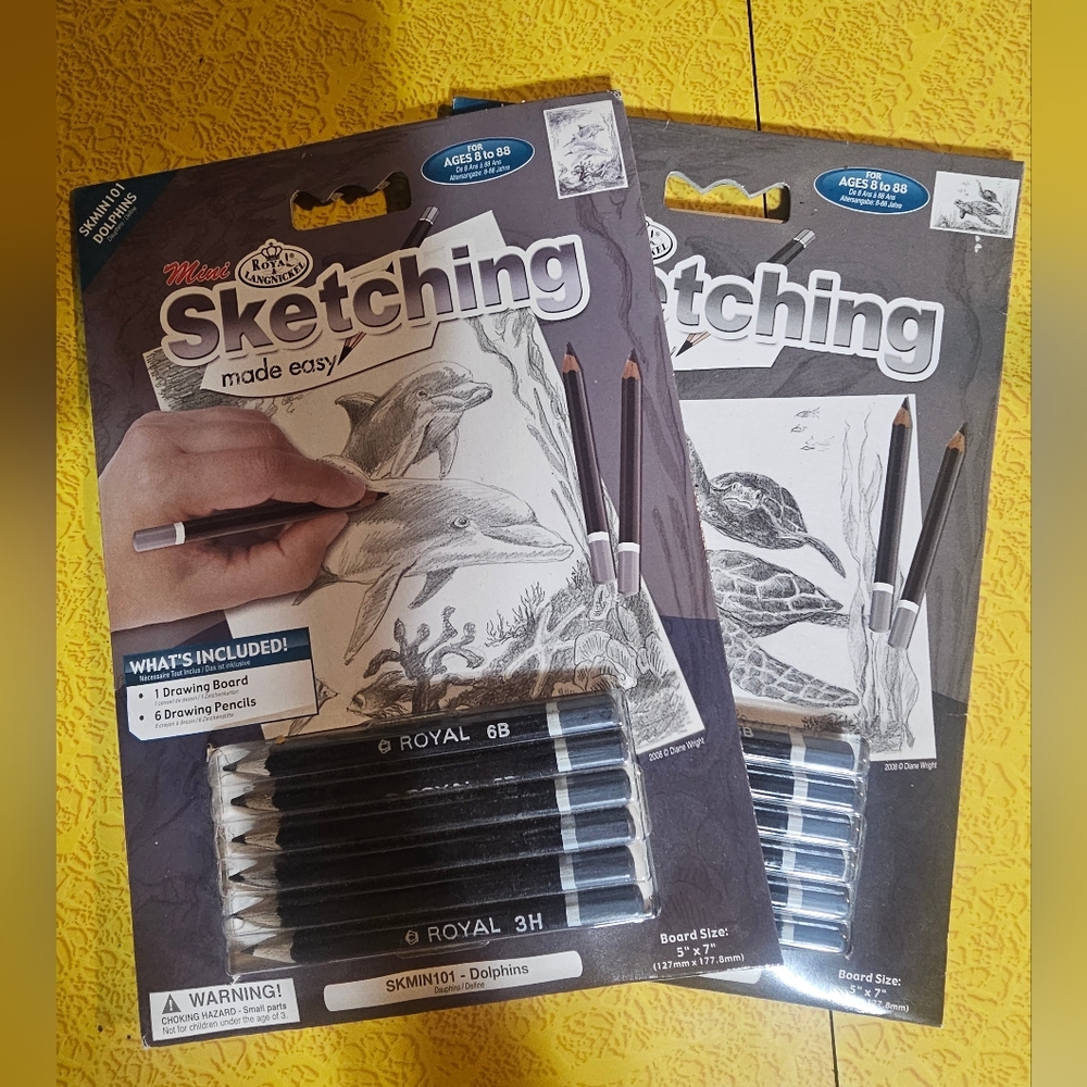 Set of 2 - Mini Sketching Kits Turtle and Dolphins